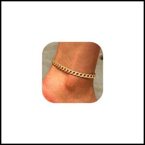 18K Gold Plated Anklet Adjustable Chain Minimal Chic Jewelry Foot Bracelet